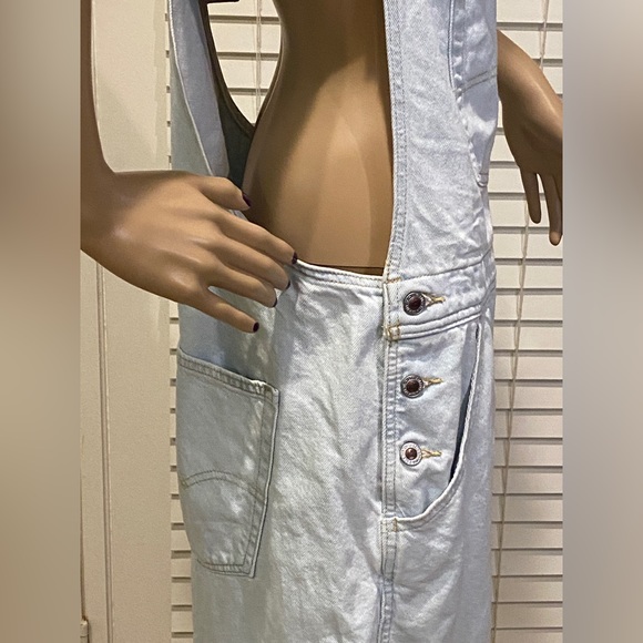 Levi's SilverTab Light Denim Wide Straight Leg Overalls Bibs 90s Style Sz XL NWT - Picture 7 of 13
